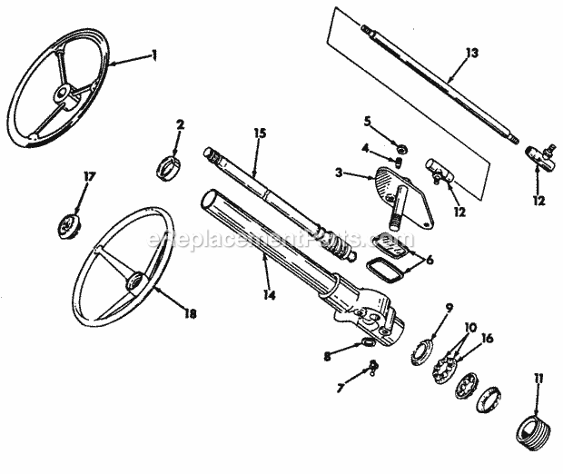 Steering Gear & Connections Diagram and Parts List for 127 2050040U Cub Cadet Lawn Tractor